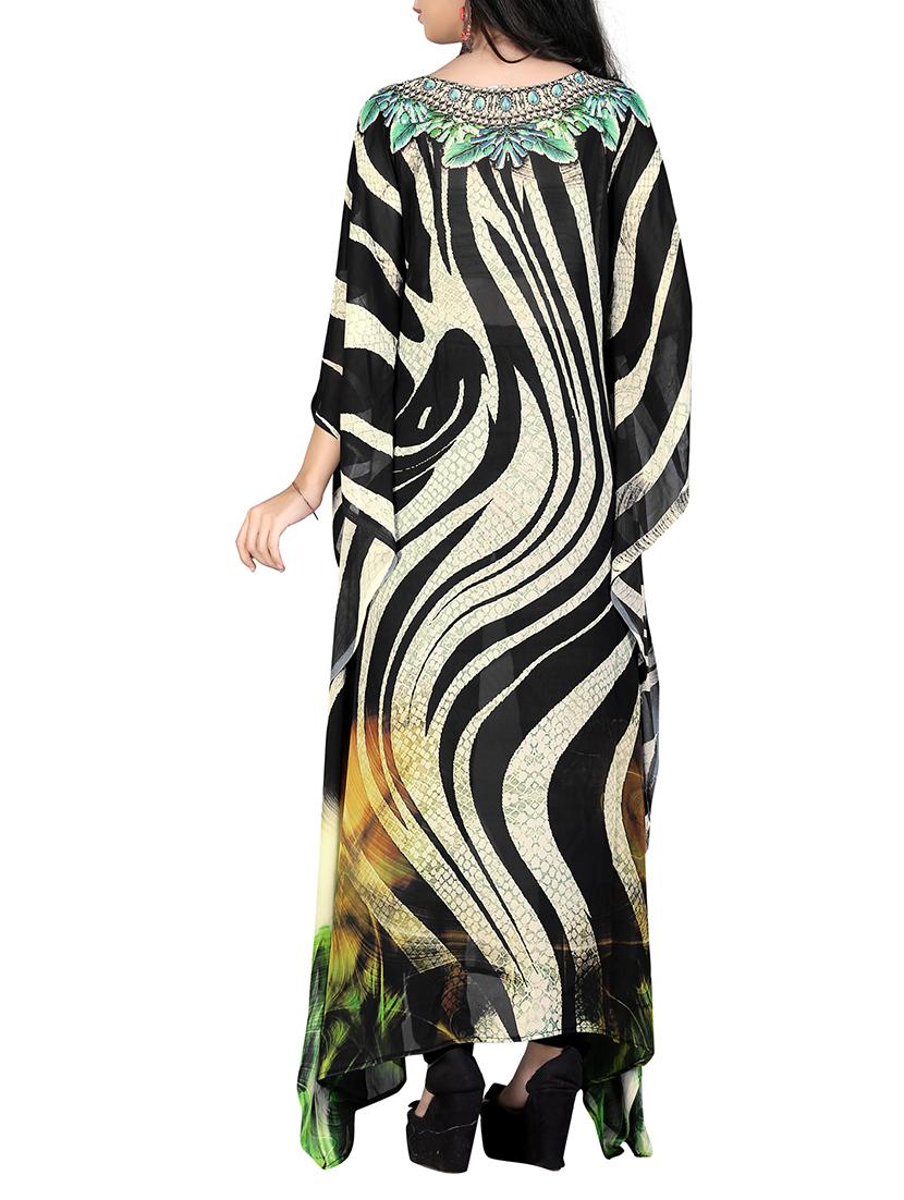 multi colored, georgette printed kaftan - 11210517 - Zoom Image - 3