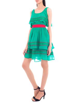 green cotton layered dress - 11215070 - Standard Image - 2