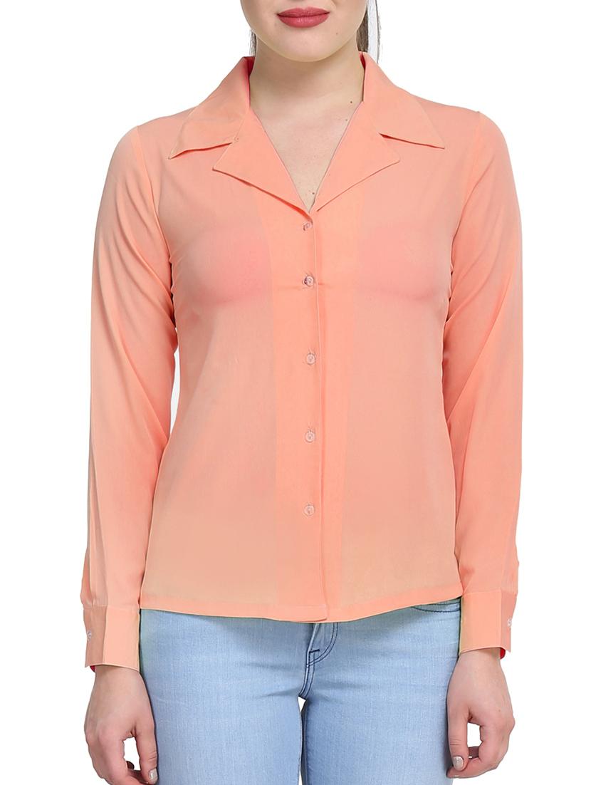 orange polyester regular shirt - 11215105 - Zoom Image - 1
