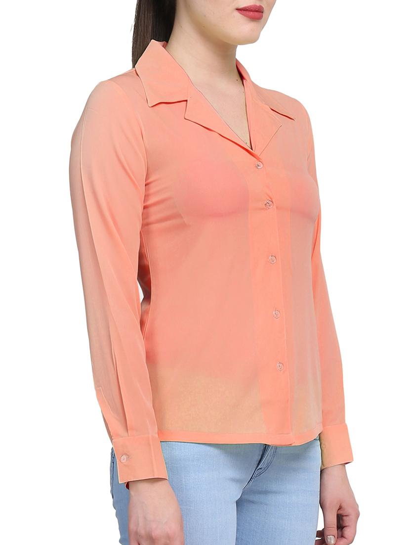 orange polyester regular shirt - 11215105 - Zoom Image - 2