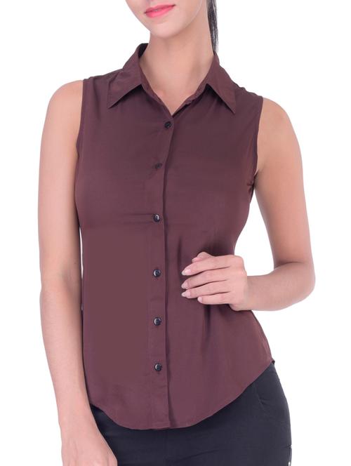 brown solid shirt - 11215251 - Standard Image - 1