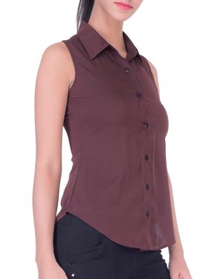 brown solid shirt - 11215251 - Standard Image - 2