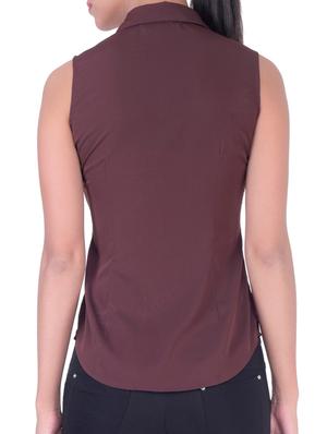 brown solid shirt - 11215251 - Standard Image - 3