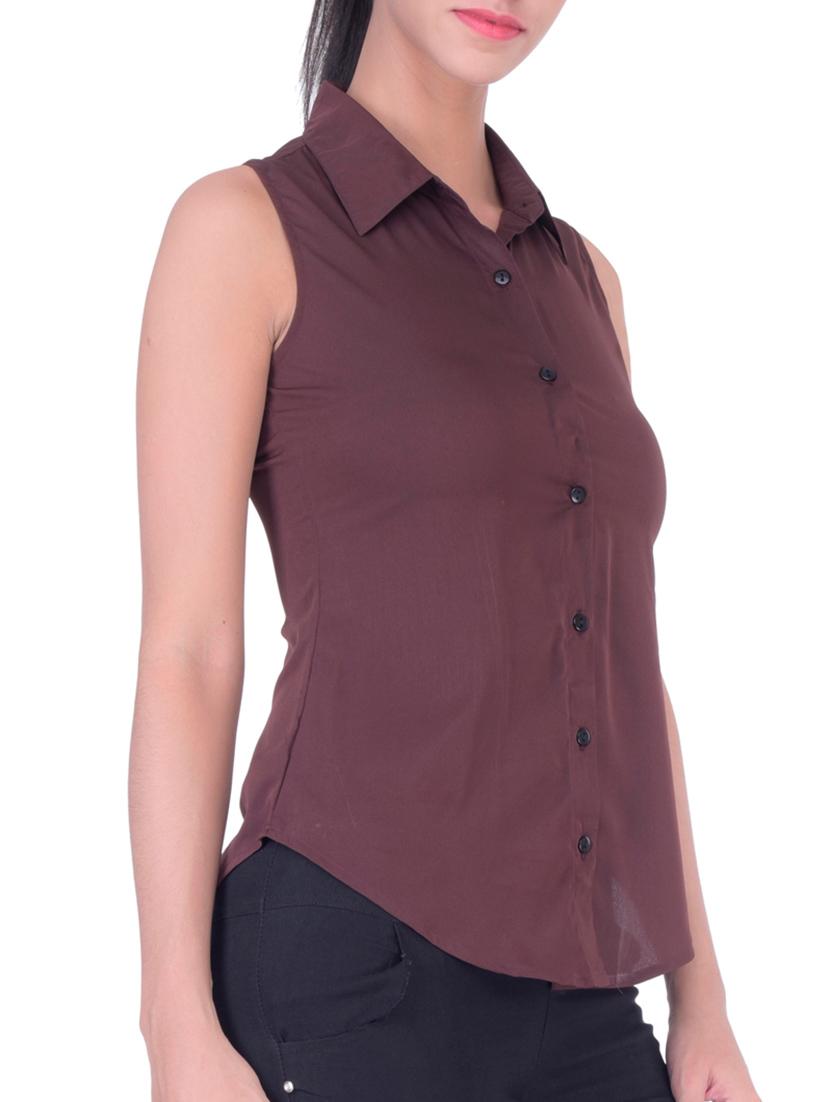 brown solid shirt - 11215251 - Zoom Image - 2