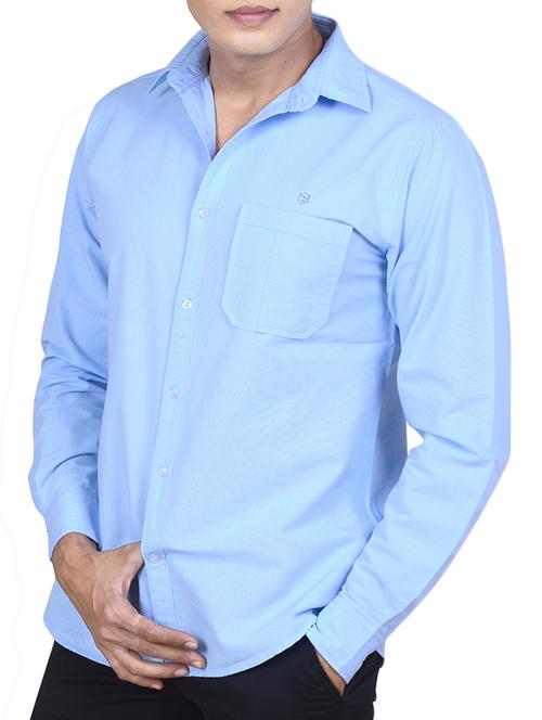 blue cotton casual shirt - 11216560 - Standard Image - 1
