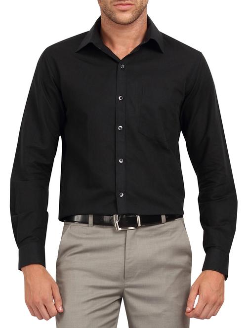 solid black cotton formal shirt - 11218416 - Standard Image - 1