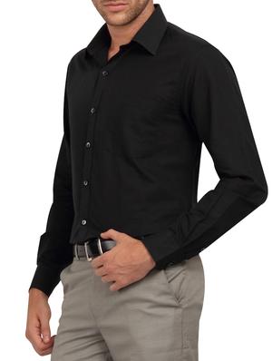 solid black cotton formal shirt - 11218416 - Standard Image - 2