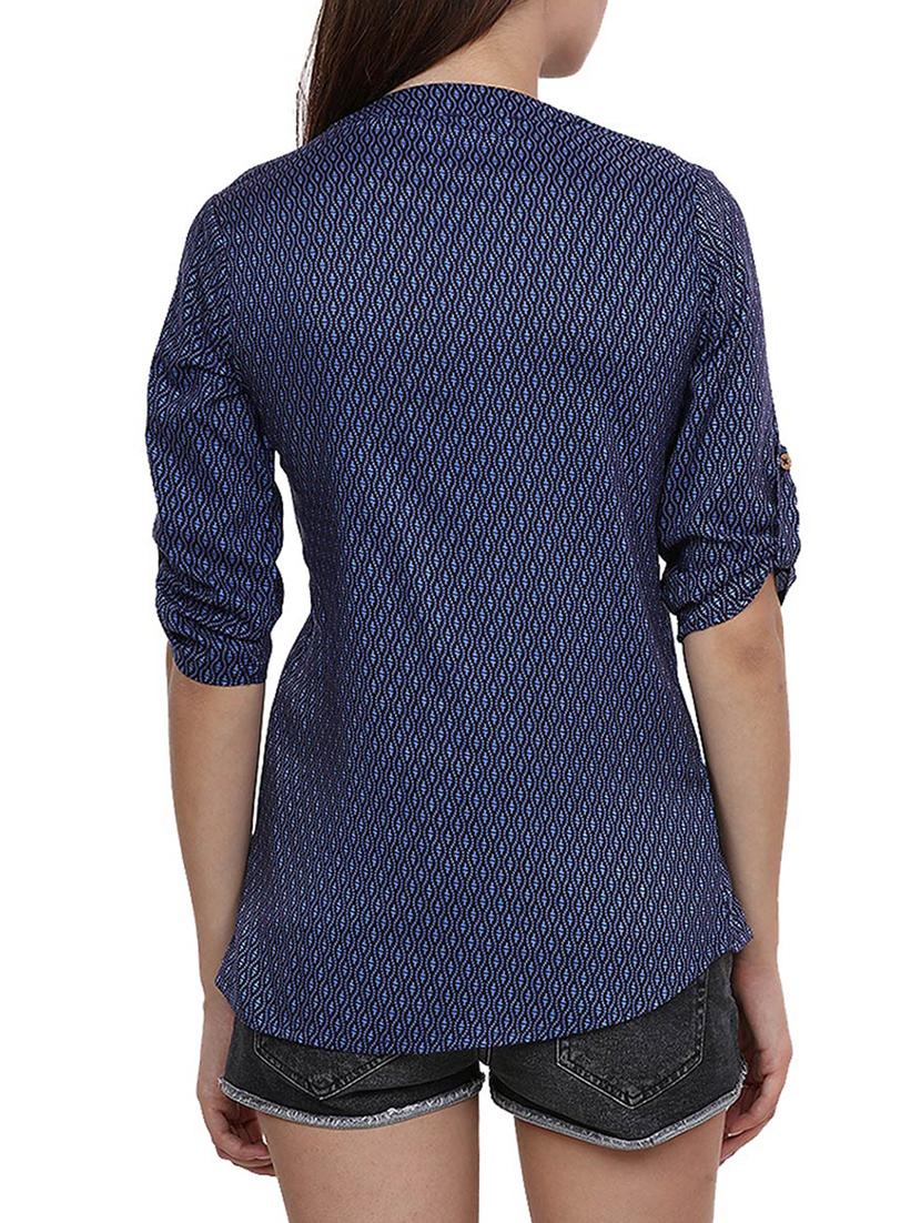 navy blue cotton printed shirt - 11220429 - Zoom Image - 3