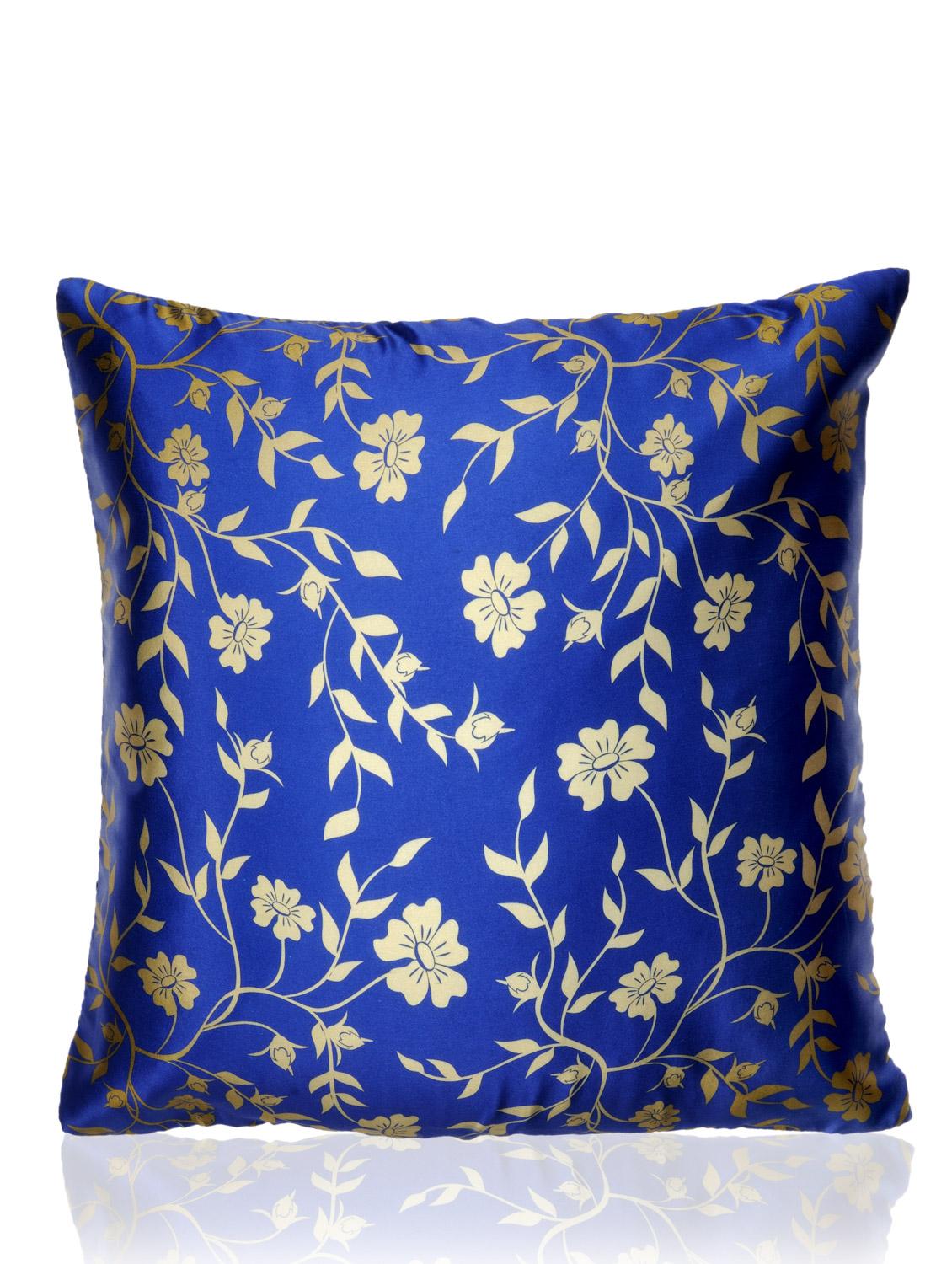 dark blue poly silk printed cushion cover (set of 5) - 11221188 - Zoom Image - 2