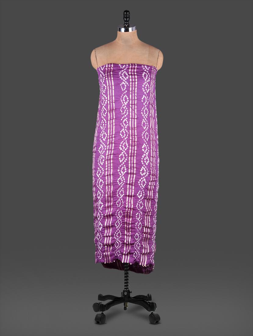 bandhani work purple cotton suit set - 1122129 - Zoom Image - 2