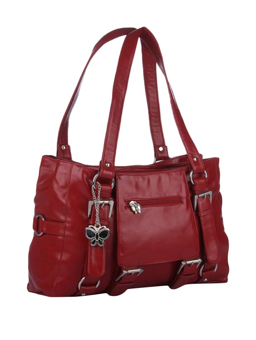 maroon leatherette (pu) regular handbag - 1122246 - Zoom Image - 1