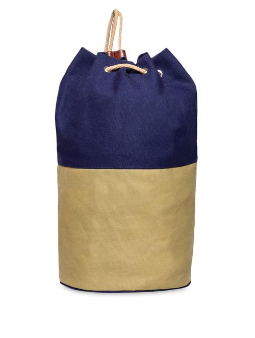 Beige And Blue Color blocked Canvas Gym Bag - 1123009 - Very Small Image - 1