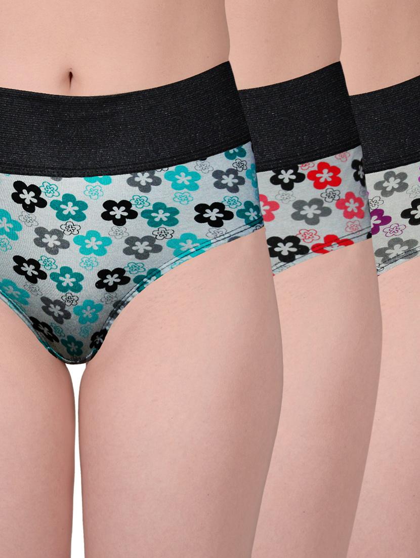multi colored cotton floral print hipster panty (set of 3) - 11236199 - Zoom Image - 1