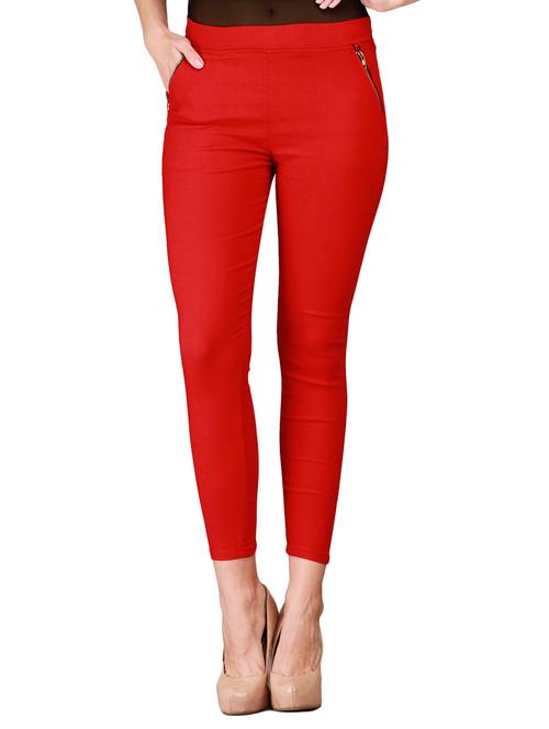 red cotton jeggings - 11249189 - Standard Image - 1