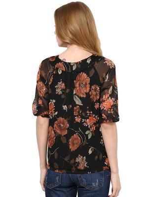 floral printed round neck polychiffon top - 1125089 - Standard Image - 3