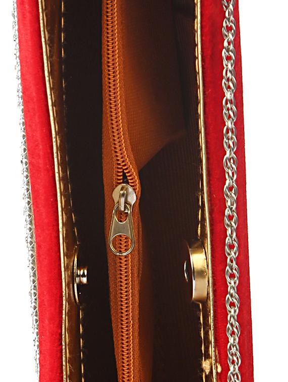 crystal strip embellished velvet clutch - 1125988 - Zoom Image - 4