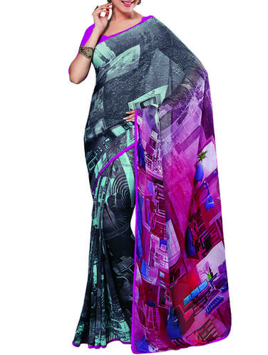 grey chiffon saree - 11261774 - Very Small Image - 1