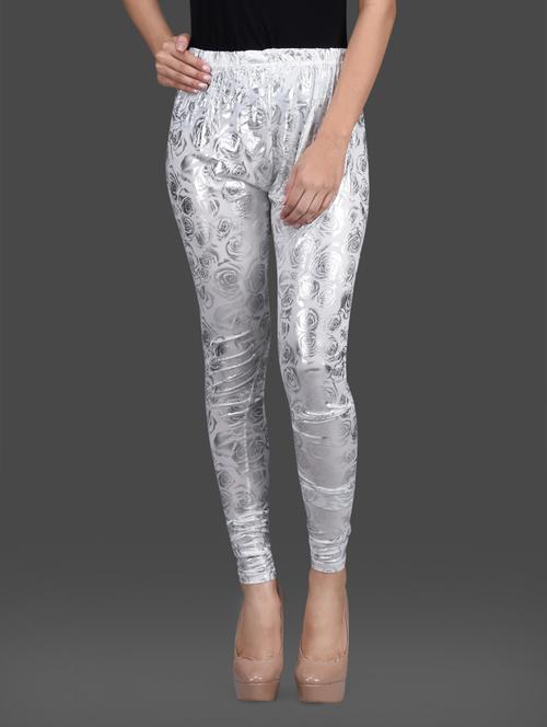 white silver poly knit leggings - 1126305 - Very Small Image - 1