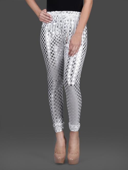 white silver poly knit leggings - 1126311 - Standard Image - 1
