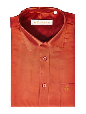 solid orange pure silk casual shirt - 11268110 - Standard Image - 4