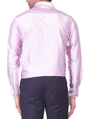 solid lavender pure silk casual shirt - 11268112 - Standard Image - 3