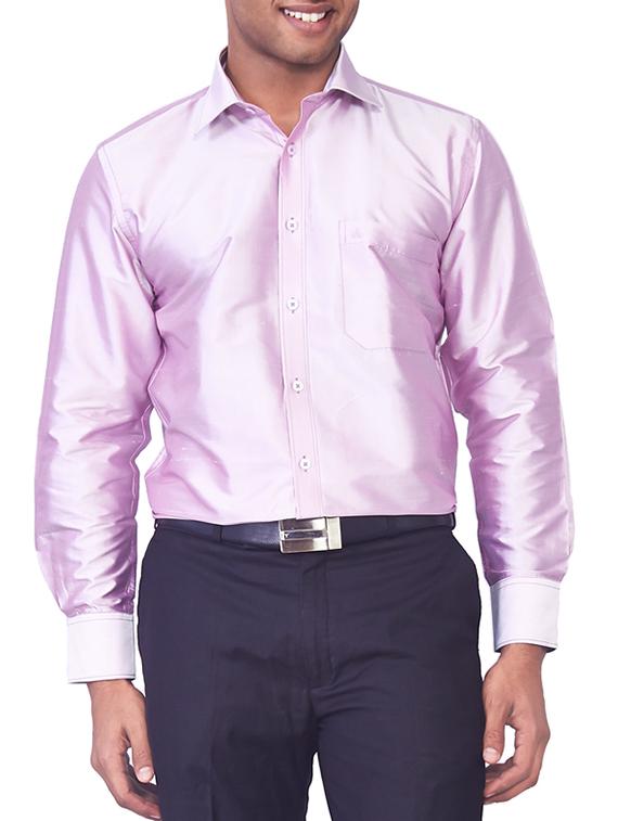 solid lavender pure silk casual shirt - 11268112 - Zoom Image - 1