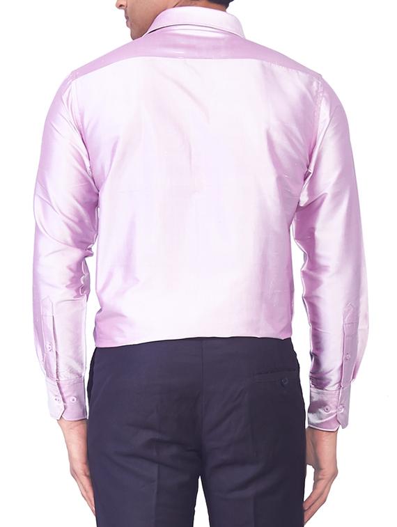 solid lavender pure silk casual shirt - 11268112 - Zoom Image - 3