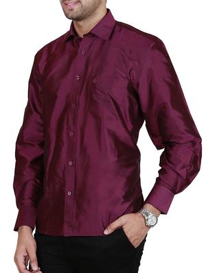 purple pure silk casual shirt - 11268117 - Standard Image - 2