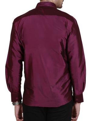purple pure silk casual shirt - 11268117 - Standard Image - 3