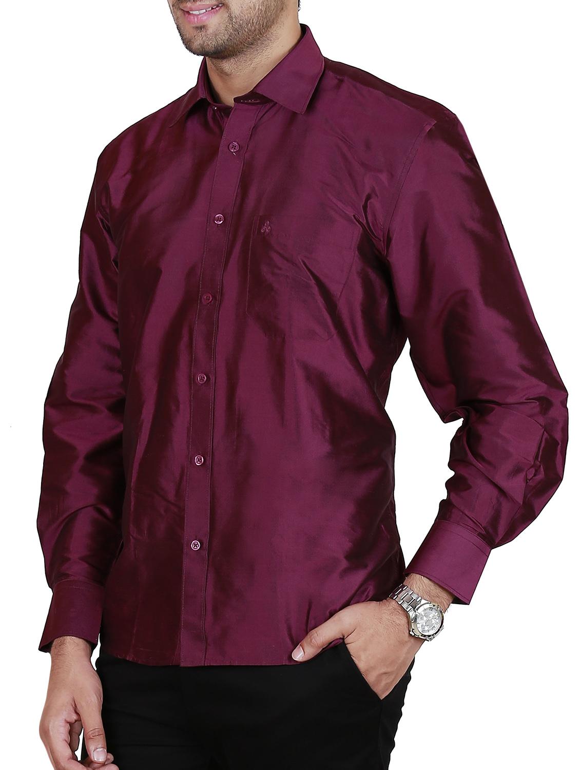 purple pure silk casual shirt - 11268117 - Zoom Image - 2