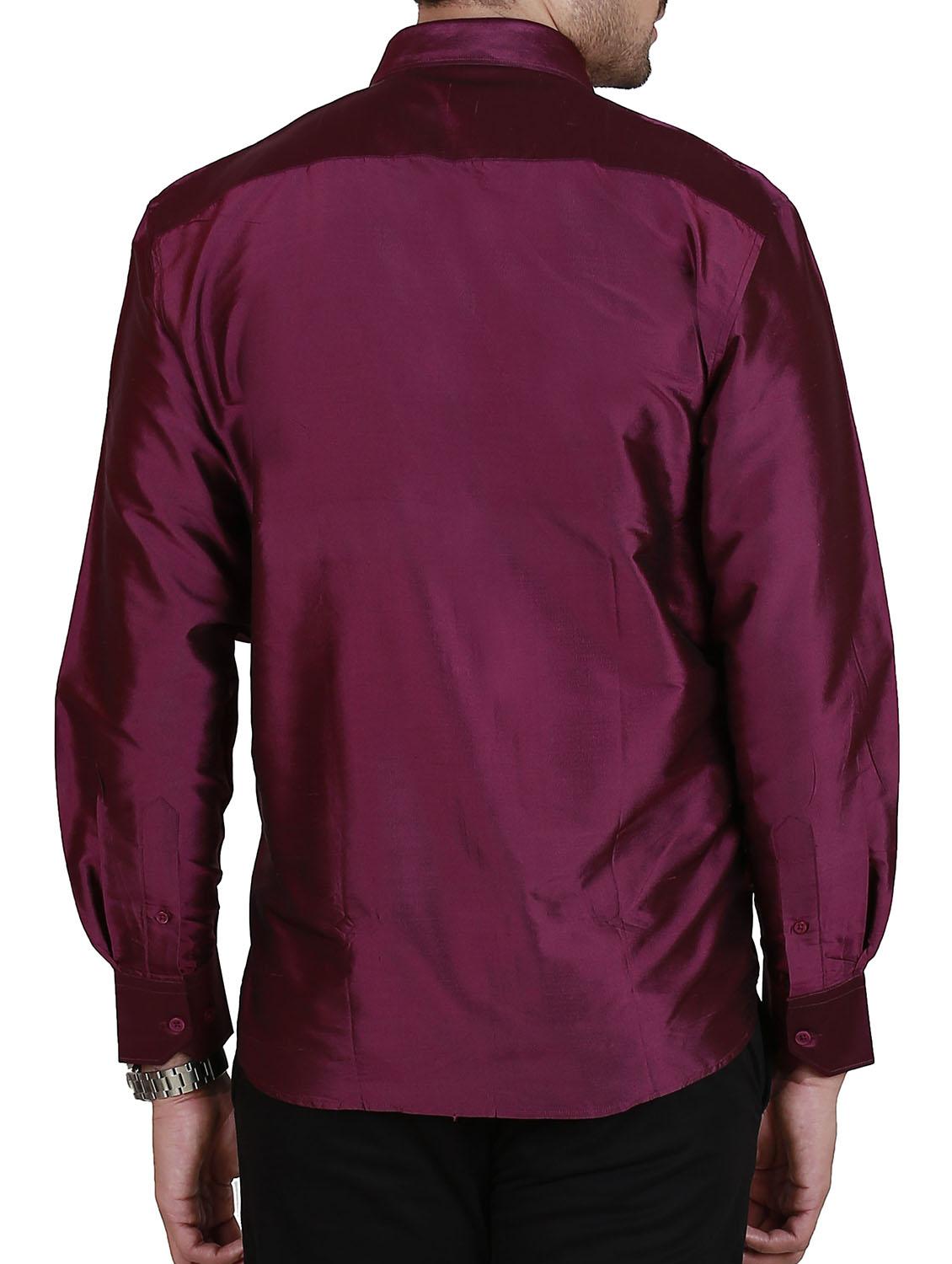 purple pure silk casual shirt - 11268117 - Zoom Image - 3