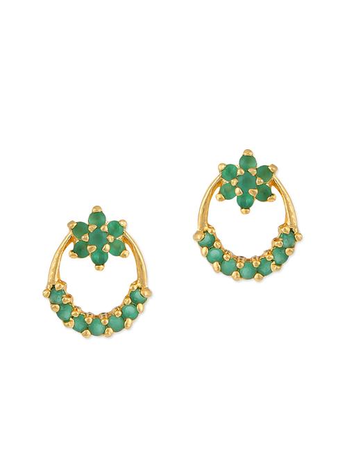 green embellished brass studs earrings - 11275731 - Very Small Image - 1