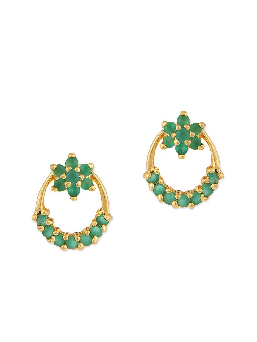 green embellished brass studs earrings - 11275731 - Zoom Image - 1