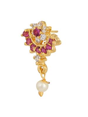 pink embellished brass drop earrings - 11275750 - Standard Image - 2