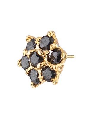 black embellished brass studs earrings - 11275777 - Standard Image - 2