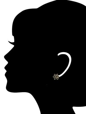 black embellished brass studs earrings - 11275777 - Standard Image - 3