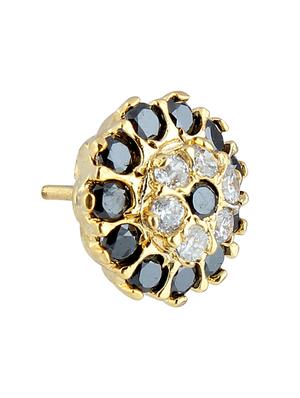 black embellished brass studs earrings - 11275800 - Standard Image - 2