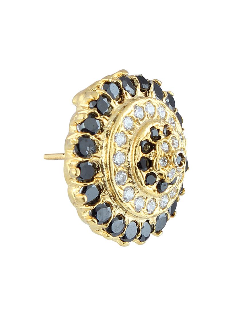 black embellished brass studs earrings - 11275805 - Zoom Image - 2