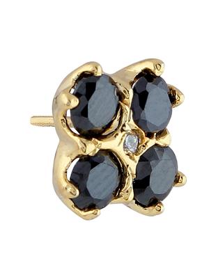black embellished brass studs earrings - 11275810 - Standard Image - 2