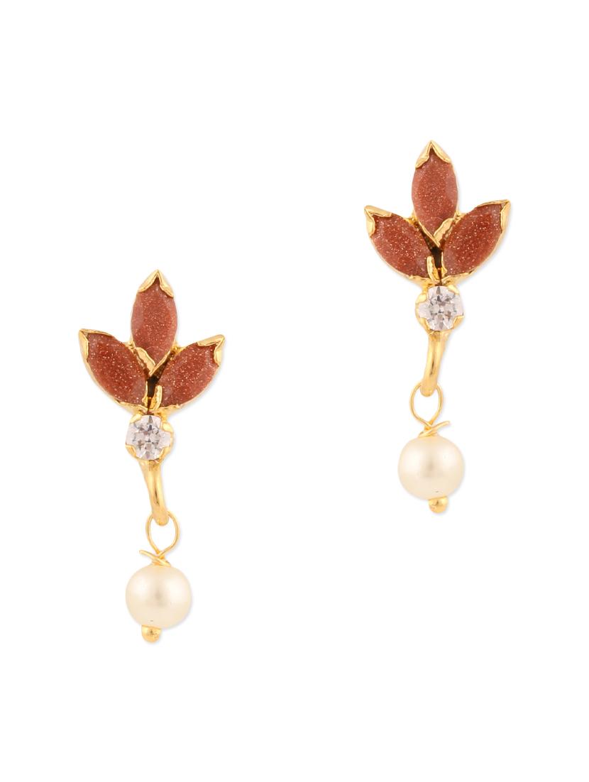brown brass drop earrings - 11275886 - Zoom Image - 1
