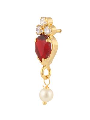 red embellished brass drop earrings - 11276165 - Standard Image - 2