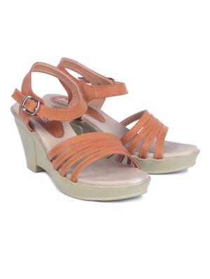 brown leatherette wedges - 11279598 - Standard Image - 4