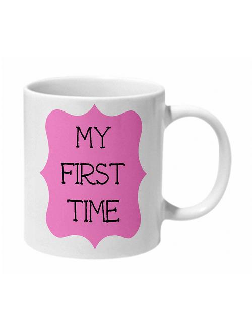 mooch wale my first time pink baground ceramic mug - 11280586 - Standard Image - 1