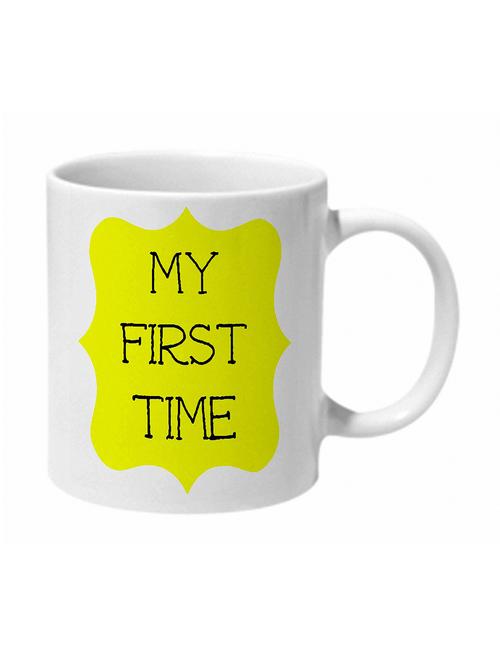 mooch wale my first time yellow baground ceramic mug - 11280587 - Standard Image - 1