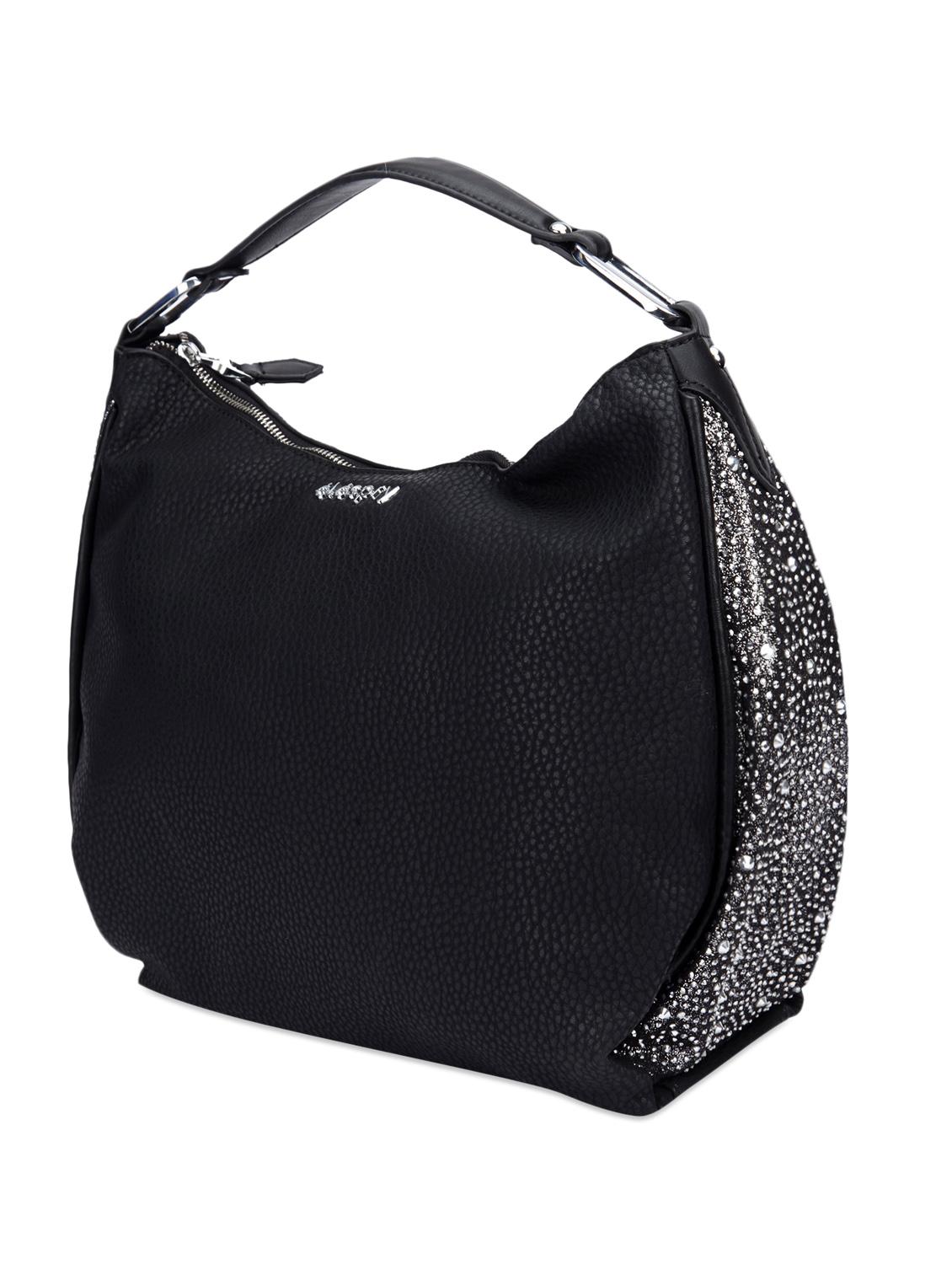 embellished side solid beige faux leather handbag - 1128444 - Zoom Image - 5