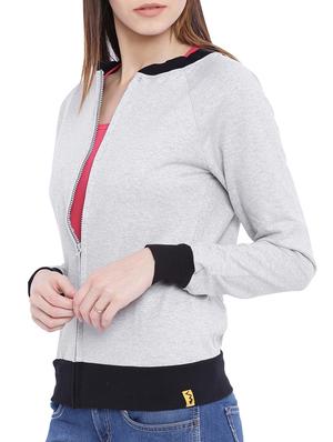 grey cotton zipper sweatshirts - 11284515 - Standard Image - 2