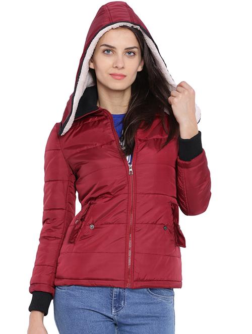 solid maroon cotton jacket - 11284644 - Standard Image - 1