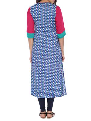 blue cotton kurta - 11290852 - Standard Image - 3