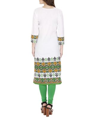 white printed cotton kurta - 11298667 - Standard Image - 3
