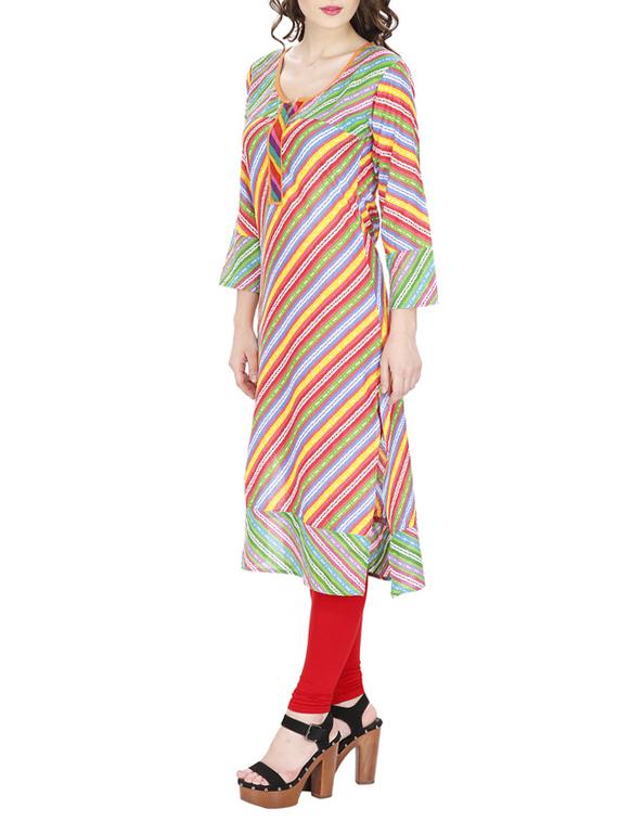 red cotton kurta - 11298692 - Zoom Image - 2